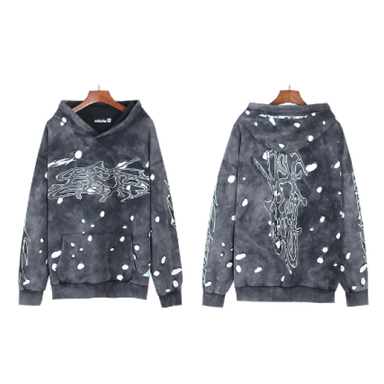 Hellstar Distressed Terry Cloth High Street Retro Hooded Sweatshirt